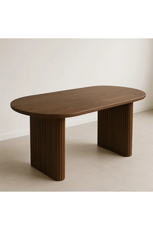 Masif Kayın Ağacından Oval Modern Yemek Masası – 180×80×75 cm